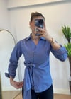 Siey Çizgili Bağlamalı Gömlek
