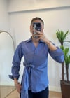 Siey Çizgili Bağlamalı Gömlek