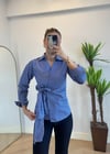 Siey Çizgili Bağlamalı Gömlek