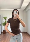 Simli Basic Kahve Yarım Kol