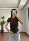 Simli Basic Kahve Yarım Kol