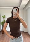 Simli Basic Kahve Yarım Kol
