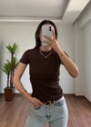 Simli Basic Kahve Yarım Kol