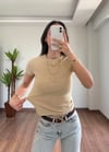 Simli Basic Krem Yarım Kol