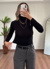 Siyah Boğazlı Pamuklu İnce Body