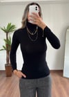 Siyah Boğazlı Pamuklu İnce Body