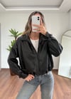 Siyah Deri Bomber Ceket