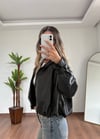 Siyah Deri Bomber Ceket