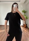 Siyah Pamuklu Basic Tshirt