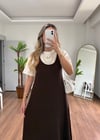 Sun Kahverengi Tşört Elbise