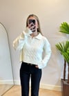 Teddy Beyaz Polo Yaka Triko Kazak