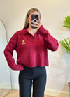 Teddy Bordo Polo Yaka Triko Kazak