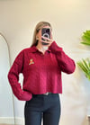Teddy Bordo Polo Yaka Triko Kazak