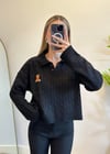 Teddy Siyah Polo Yaka Triko Kazak
