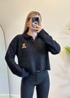 Teddy Siyah Polo Yaka Triko Kazak