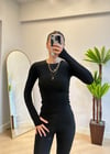 Vena Oysho İçi Şardonlu Parmak Geçmeli Siyah Body