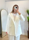 Wany Beyaz Oversize Blazer Ceket Takım