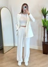 Wany Beyaz Oversize Blazer Ceket Takım