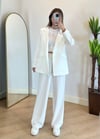 Wany Beyaz Oversize Blazer Ceket Takım
