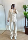 Wany Krem Oversize Blazer Ceket