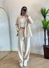 Wany Krem Oversize Blazer Ceket