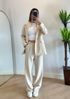 Wany Krem Oversize Blazer Ceket