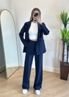 Wany Lacivert Oversize Blazer Ceket Takım
