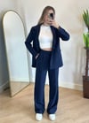 Wany Lacivert Oversize Blazer Ceket Takım