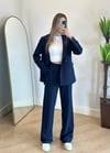 Wany Lacivert Oversize Blazer Ceket Takım