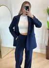 Wany Lacivert Oversize Blazer Ceket Takım