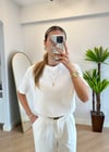 Wena Oversize Yarım Kol Beyaz Basic T-shirt