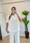 Wena Oversize Yarım Kol Beyaz Basic T-shirt