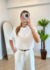 Wena Oversize Yarım Kol Beyaz Basic T-shirt