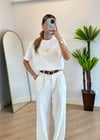 Wena Oversize Yarım Kol Beyaz Basic T-shirt