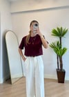 Wena Oversize Yarım Kol Bordo Basic T-shirt