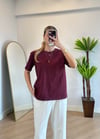 Wena Oversize Yarım Kol Bordo Basic T-shirt