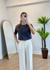 Wena Oversize Yarım Kol Füme Basic T-shirt