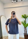 Wena Oversize Yarım Kol Füme Basic T-shirt
