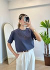 Wena Oversize Yarım Kol Füme Basic T-shirt