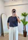 Wena Oversize Yarım Kol Füme Basic T-shirt