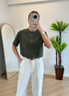 Wena Oversize Yarım Kol Haki Basic T-shirt