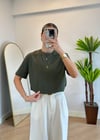 Wena Oversize Yarım Kol Haki Basic T-shirt