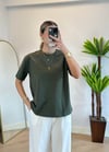 Wena Oversize Yarım Kol Haki Basic T-shirt