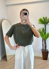 Wena Oversize Yarım Kol Haki Basic T-shirt