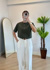 Wena Oversize Yarım Kol Haki Basic T-shirt