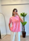Wena Oversize Yarım Kol Pembe Basic T-shirt