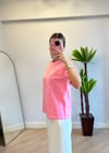Wena Oversize Yarım Kol Pembe Basic T-shirt