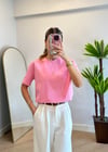 Wena Oversize Yarım Kol Pembe Basic T-shirt