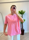 Wena Oversize Yarım Kol Pembe Basic T-shirt