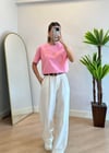 Wena Oversize Yarım Kol Pembe Basic T-shirt